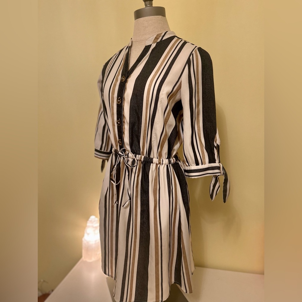 Gray and Gold striped dress size S